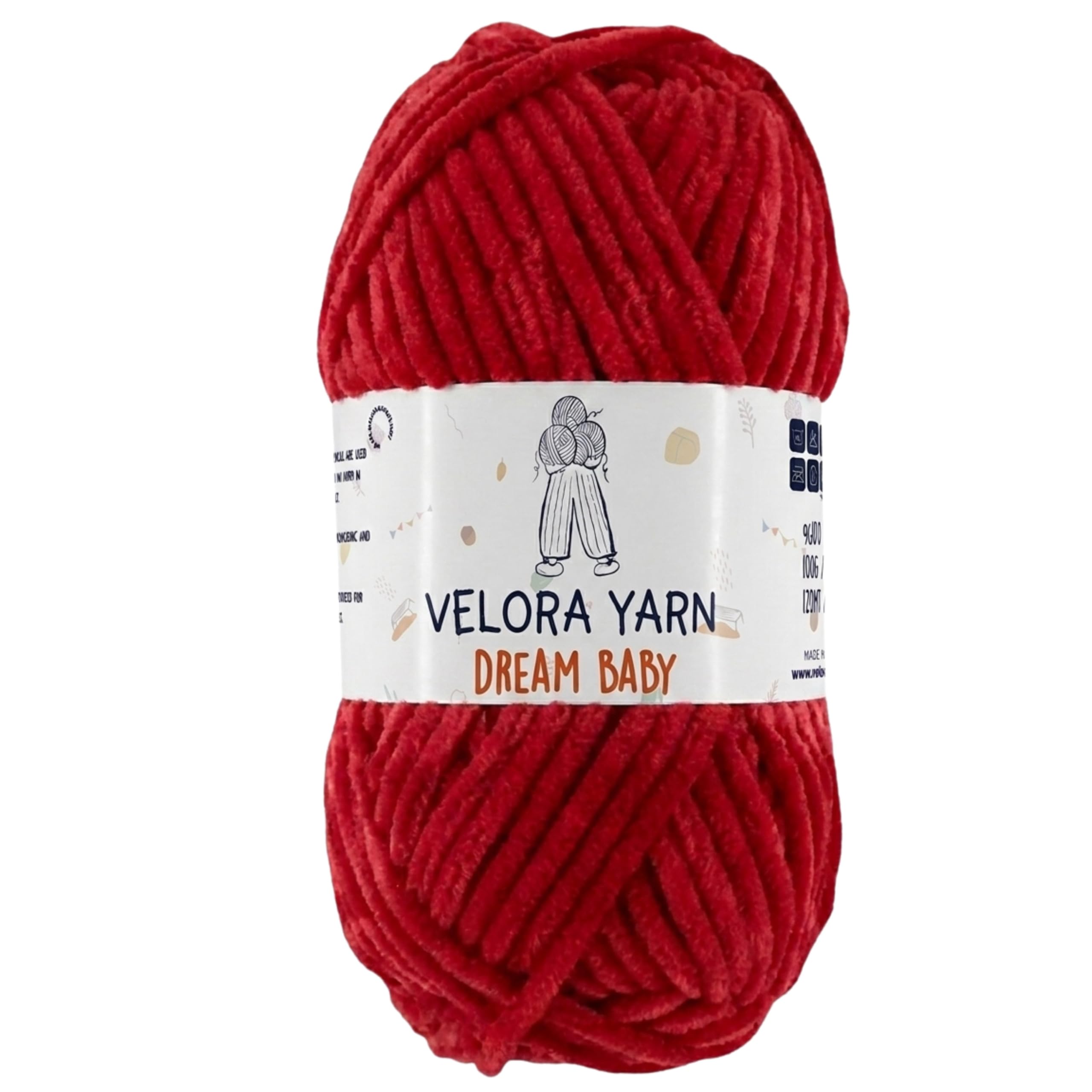 Velora Dream Baby 100% Polyester Chenille Yarn Soft Thick Chunky Yarn Skein 100g 120m, Machine Washable for Knitting&Crochet Blanket, Amigurumi, Scarf, Hat,Sweater,Plushies (Ruby) — image 1