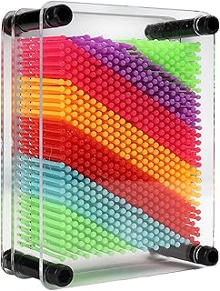 ZXZLDA 3D Pin Art Board Gift Sculpture, Rainbow Sensory Gift Size 3.75 X 5, Plastic Pin Art Board Desk Gift Creativity for...