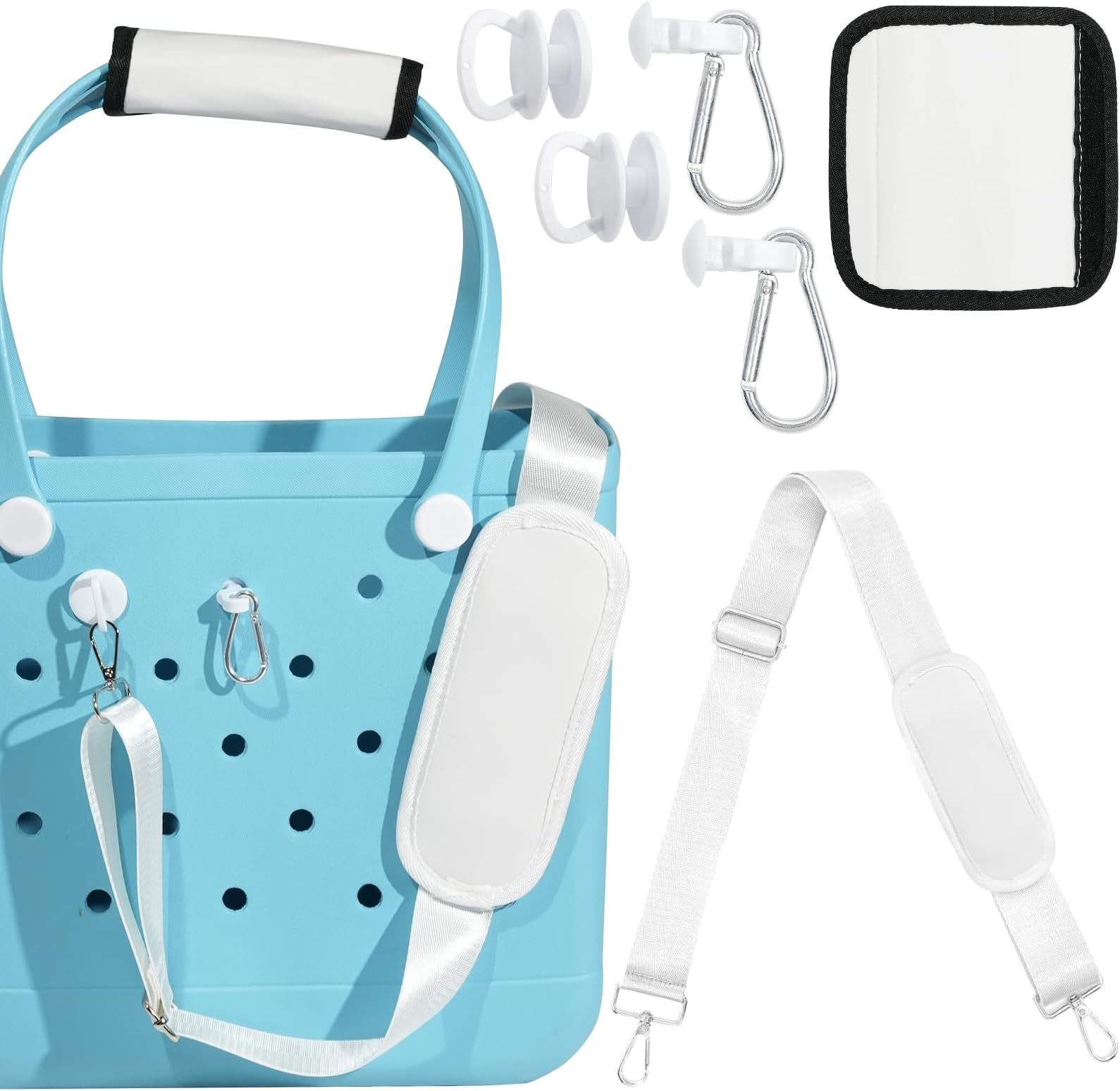 Bogg Bag Accessories Strap Set, Adjustable Crossbody Shoulder Strap with Neoprene Handle Wrap & Key Holders, Replacement Bogg Bag Strap for Beach Tote, Fits All Bogg Bags and Rubber Totes