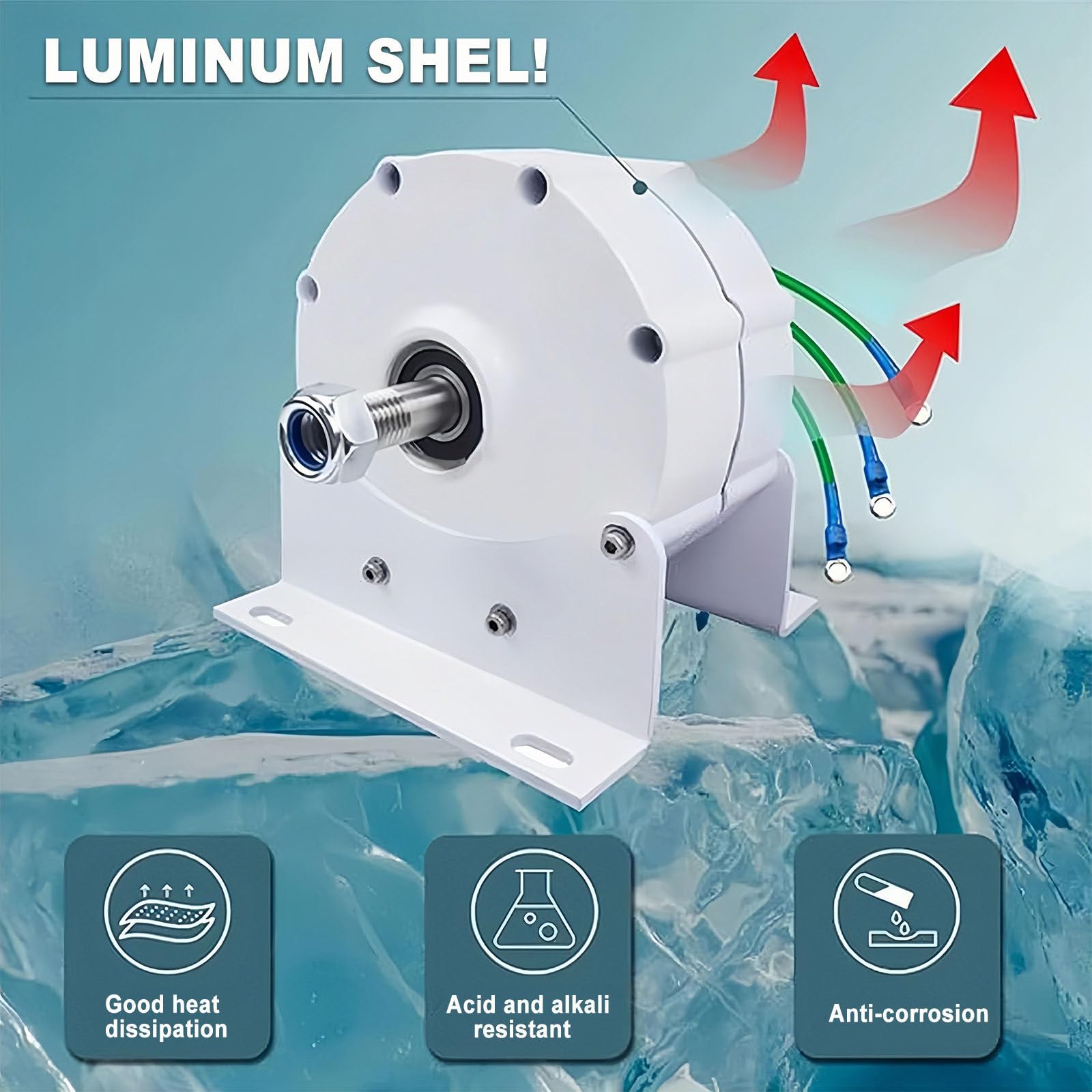 Generatore A Magnete Permanente da 12000 W Senza Ingranaggi, Alternatore A Bassa velocità da 12V, 24V, 48V, Generatore Eolico Domestico, Alternatore Trifase con Base per Turbina Eolica,220V