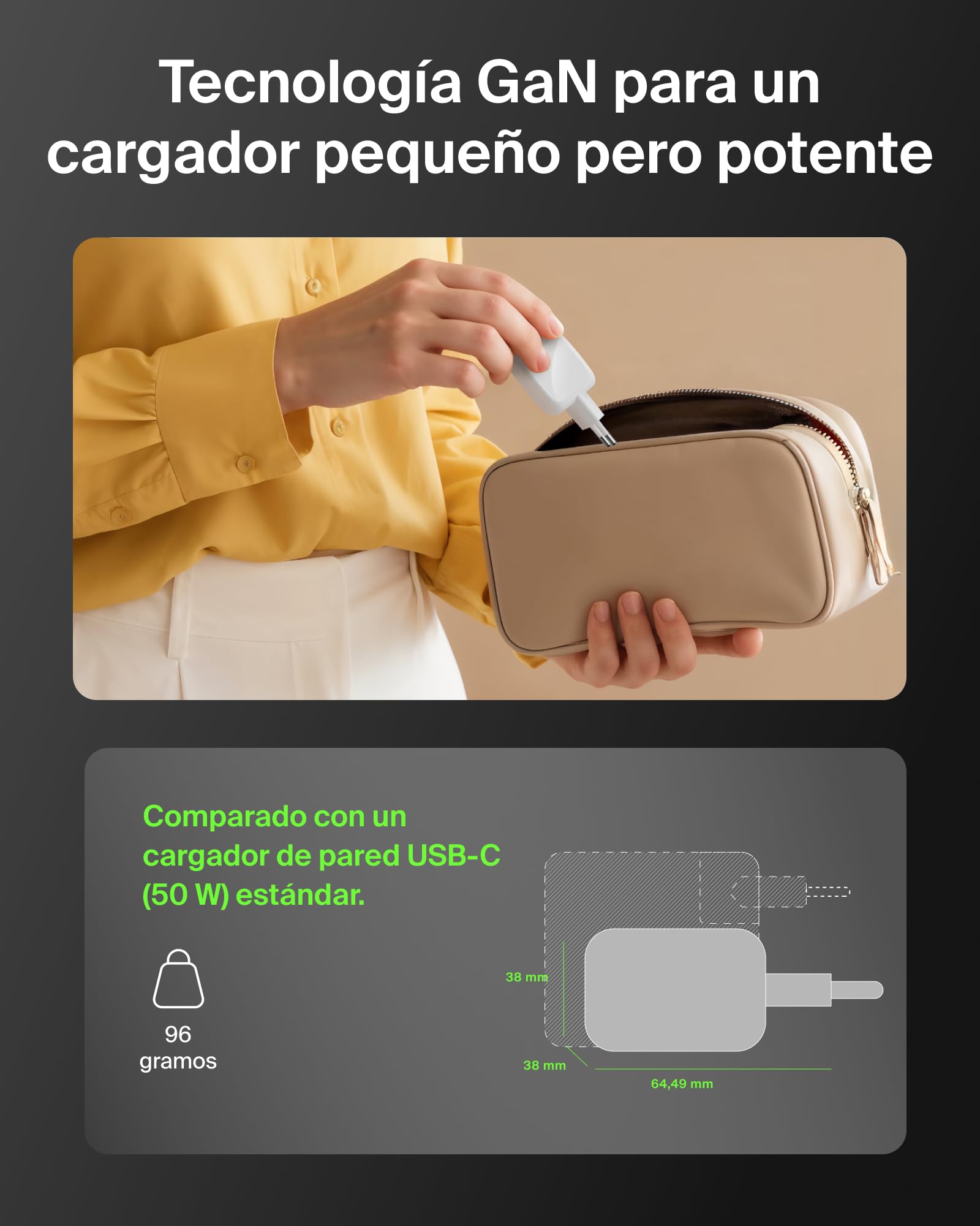 Belkin Cargador USB C con 2 Puertos, 50W, Cargador Multiple GaN con Dos Puertos Tipo C, Enchufe Carga Rápida para MacBook, iPhone 17, iPad Pro, Chromebook, Samsung Galaxy S25 Ultra y Pixel 10 - Blanco