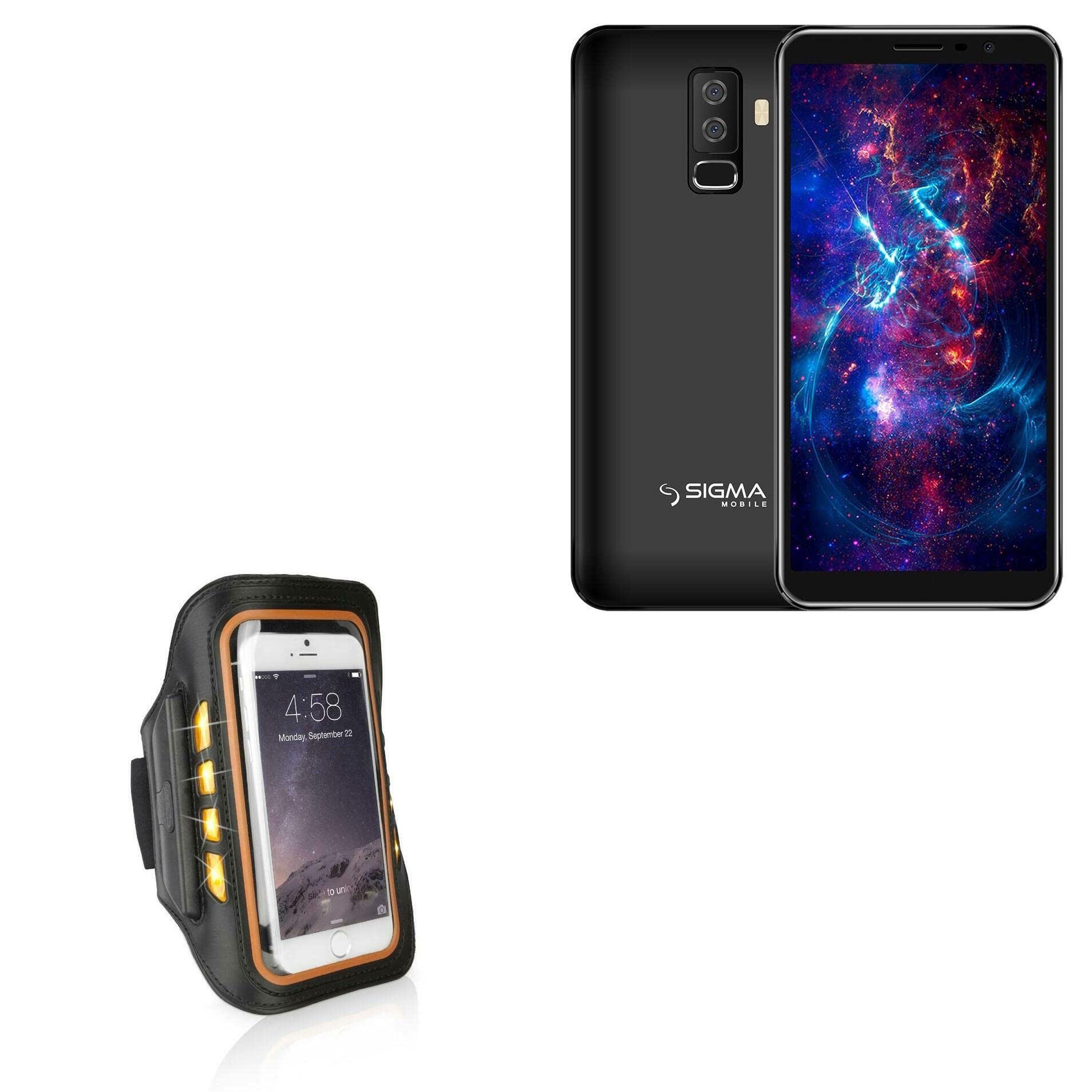 BoxWave Case for Sigma Mobile X-Style S5501 (Case JogBrite Sports Armband, High Visibility Safety Light LED Runners Armband for Sigma Mobile X-Style S5501 - Bold Orange