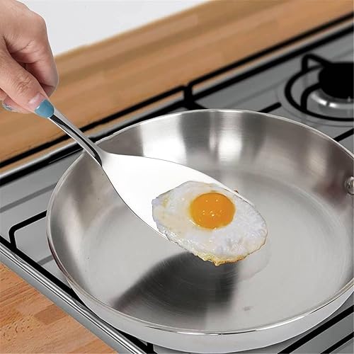 Miniatura 5 de IMEEA Espátula pequeña de 9.3 pulgadas, mini espátula de acero inoxidable 18/10, espátula plana para sartenes de hierro fundido