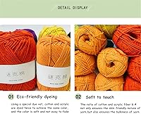 Vista 2 de Hilo de punto y ganchillo mezclado de acrílico y algodón, hilo mediano suave, transpirable y agradable a la piel para prendas de bebé, bufandas