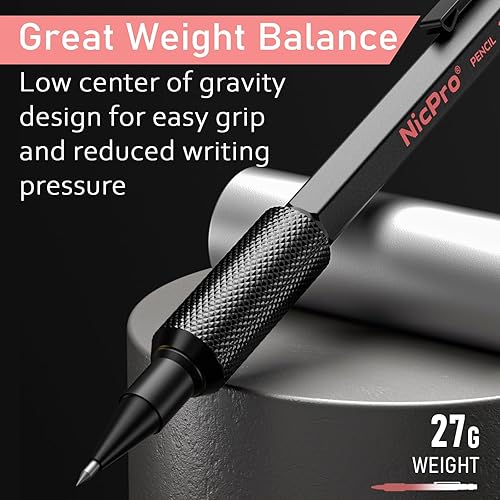 Miniatura 4 de Nicpro Juego de lápices mecánicos de metal, 3 lápices de dibujo artístico de 0.5, 0.7, 0.035 in y 2 lápices de dibujo mecánicos de 0.079 pulgadas y