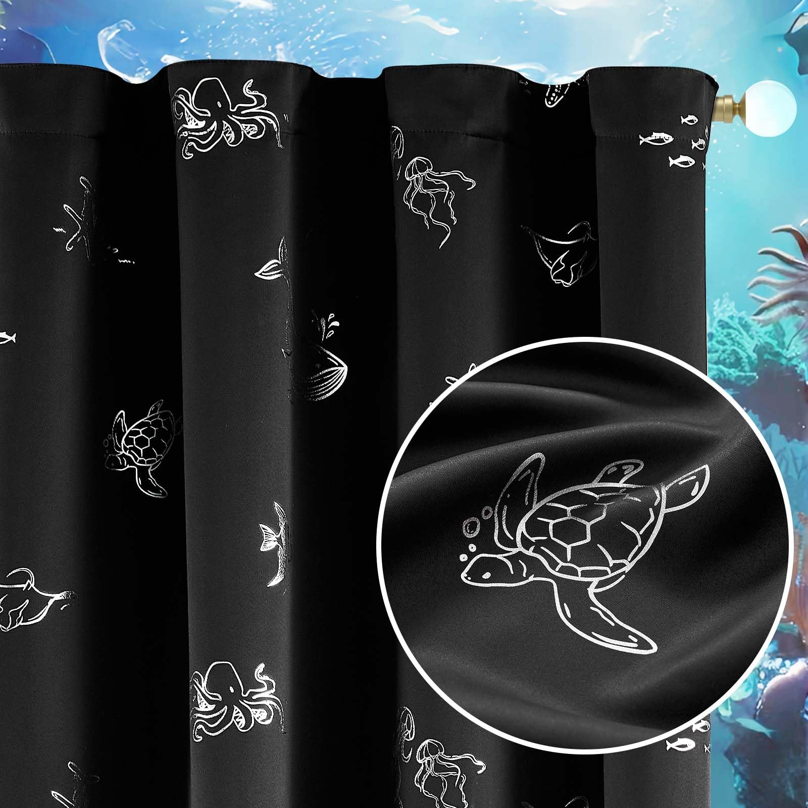 Rideaux occultants de haute qualité imprimé animal marin pour chambre