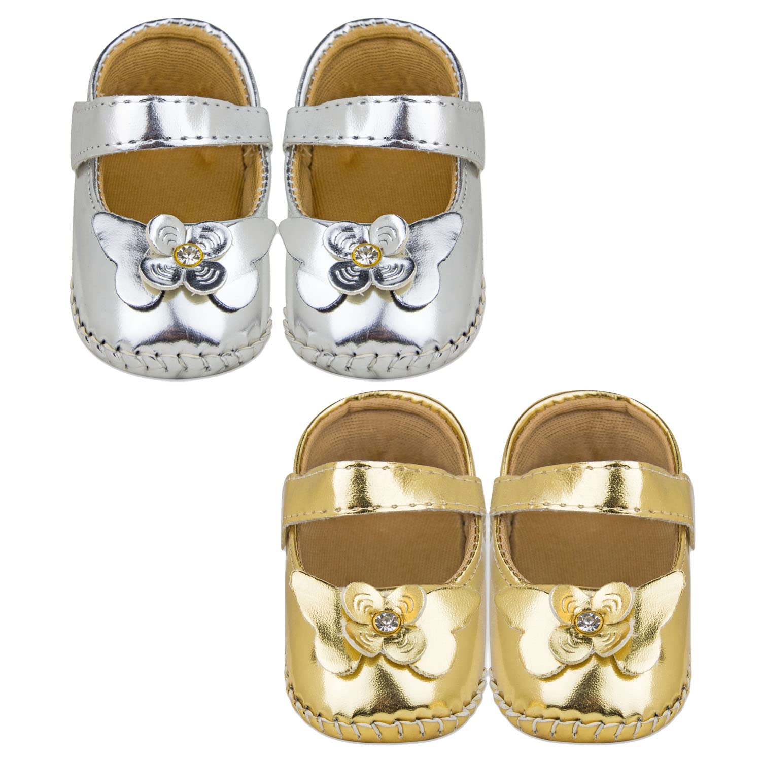 Neska Moda 6 To 12 Months Baby Girls Set of 2 Pair Synthetic Leather Sandal Booties (Silver,Gold) -BT1208andBT1209 (B0B5N15N51) Amazon Price History, Amazon Price Tracker