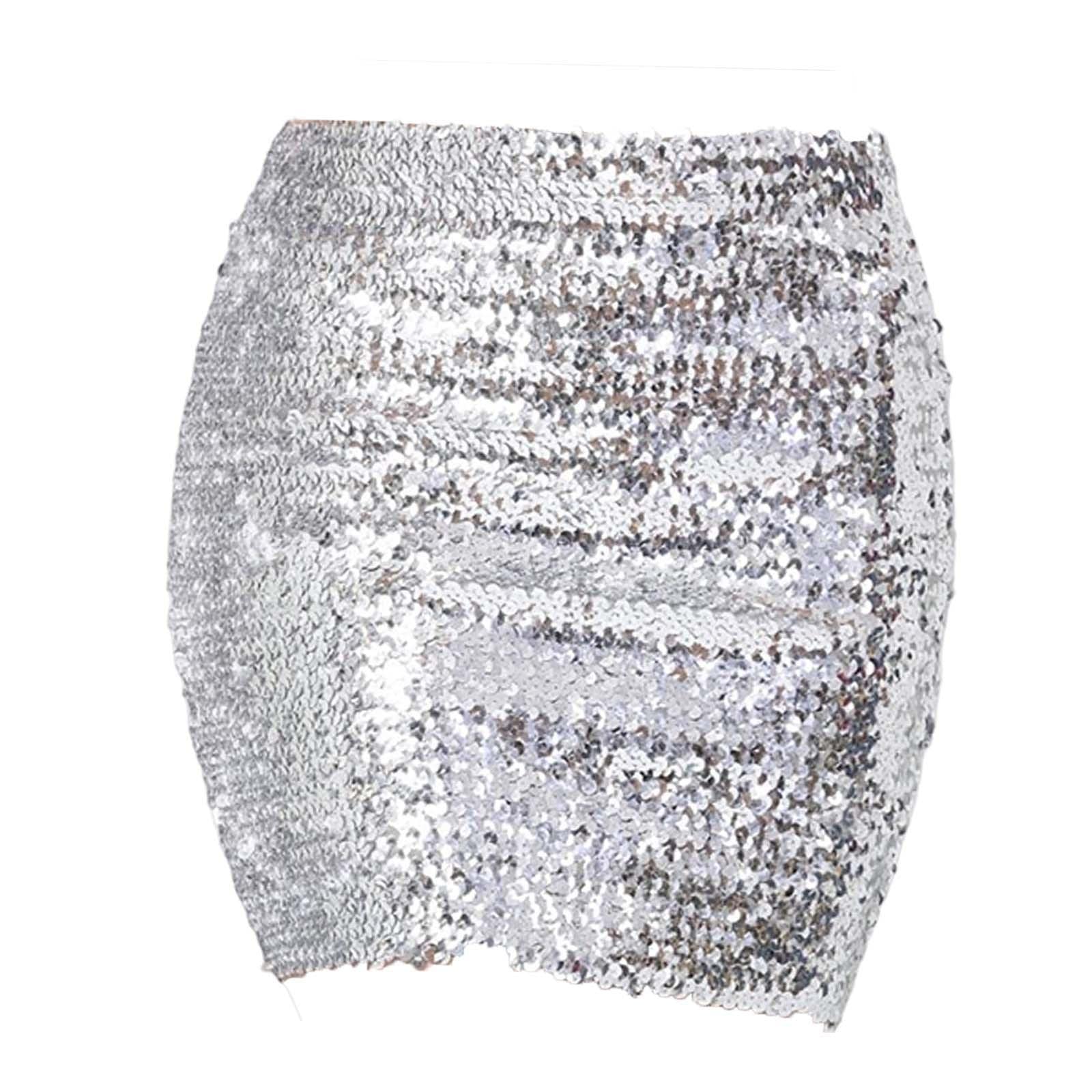 Fashion Women Skirts Girl Mini Sequin Short Bling Wrap Skirt Streetwear Argent-picture-25