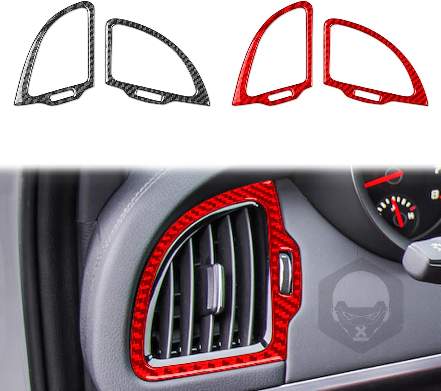 Real Soft Carbon Fiber Car Dashboard Side Air Conditioner Vent AC Outlet Frame Sticker Compatible with KIA Stinger 2019 2020 2021 2022 2023 Auto Interior Decoration red 2pcs