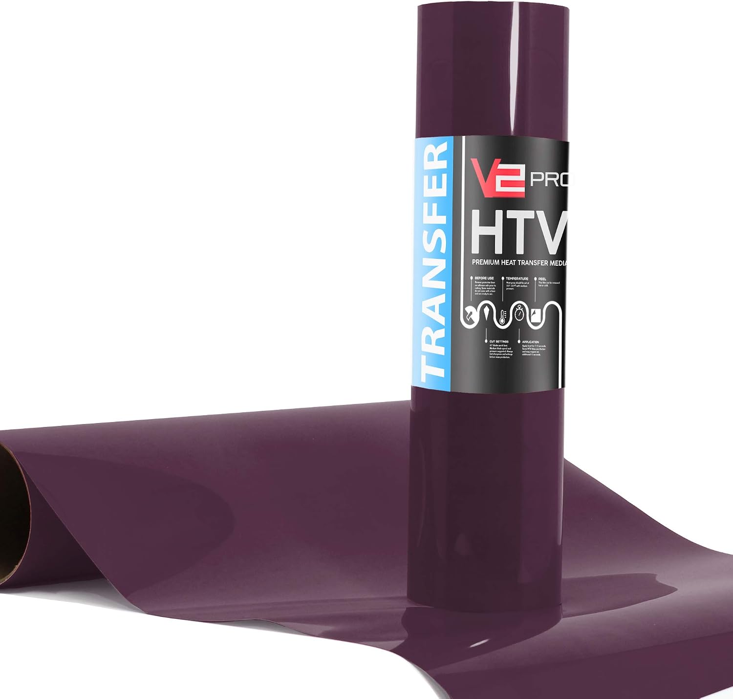 V2 Pro Heat Transfer Vinyl Film HTV Roll (Maroon, 12" x 36")
