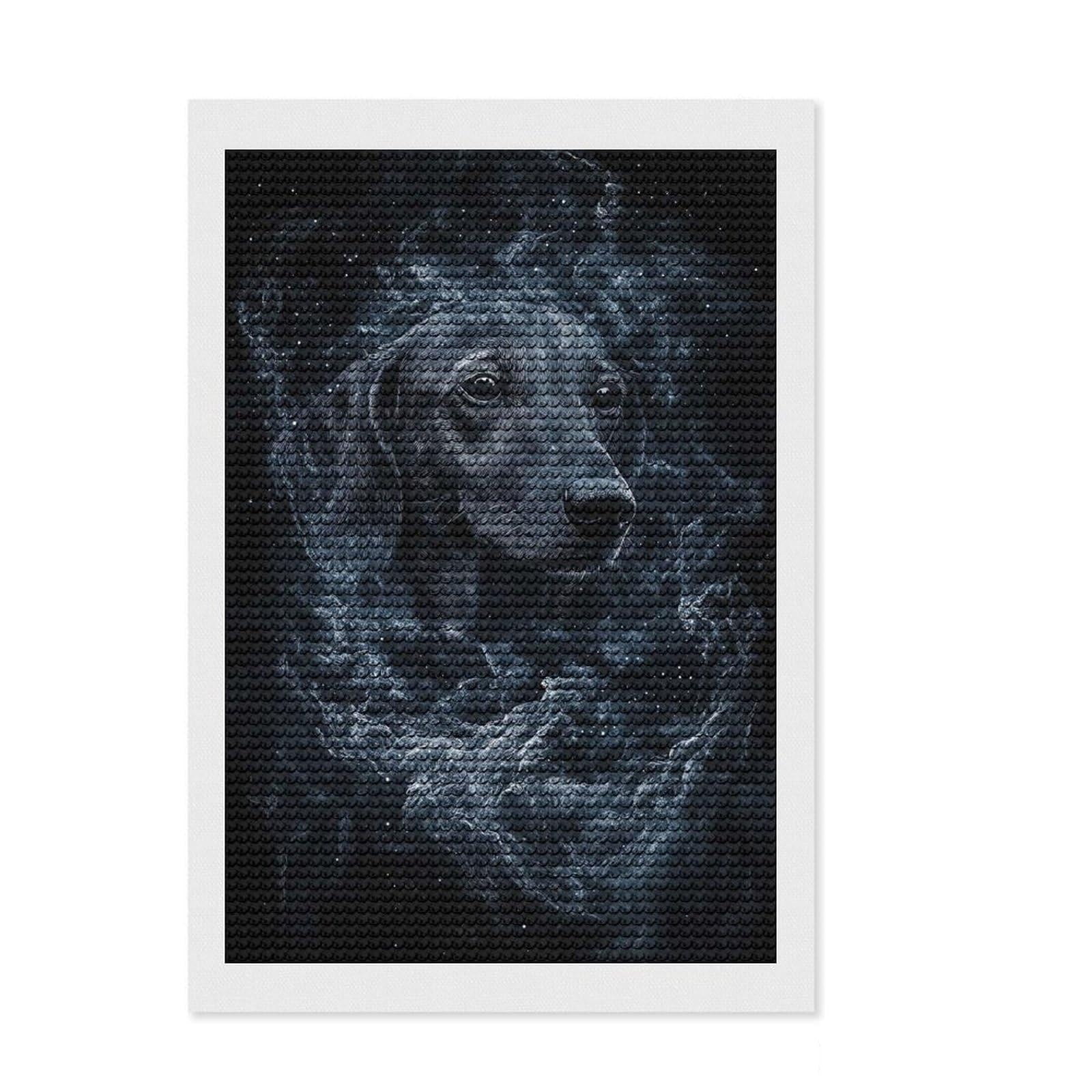 Junmoney Dog in Space Dachshund Nebula Crystal Diamond Art Kit 8"x12", Christmas Gift, Easy to Enjoy, Boho Decor, DIY Craft, Leisure Activity