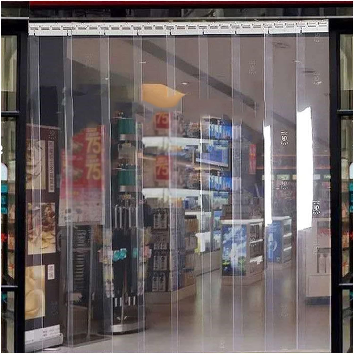 Rideau de porte souple transparent en plastique 1.2x2m pour isolation thermique