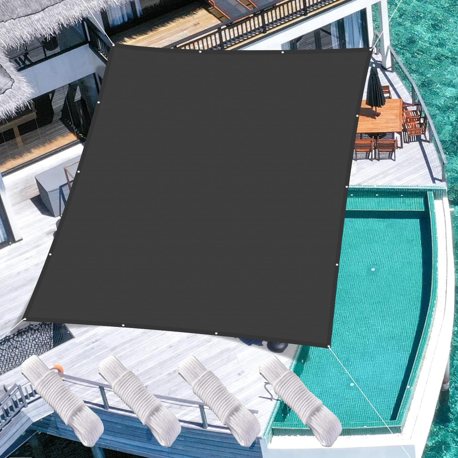 Toile ombrage polyester extérieur gris foncé pour terrasse et patio