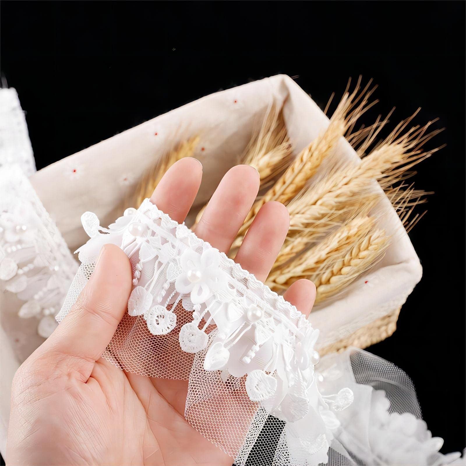 30 yards 2 cm ruches elastische katoenen kant, kanten boord sierband ruches boord gehaakte band kant lint zoom kant stof rand decoratieve banden randen en banden om te naaien, crème B