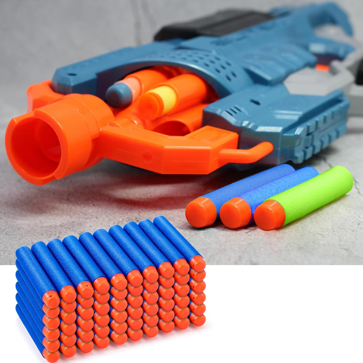 Shappy 1200 Pcs Foam Dart Bullets Gun Refill Bullets Ammo Soft Bullets Darts Ammo for Shot Toy, Blue and Green