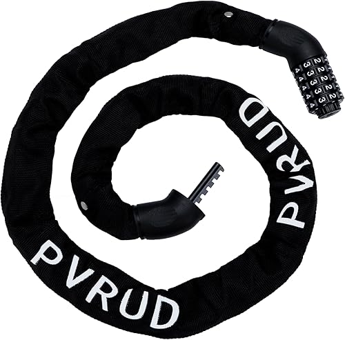 Candado de cadena para bicicleta, combinación de 5 dígitos, antirrobo, 3.9 pies, cerradura de cadena de bicicleta de 0.236 pulgadas de grosor, alta