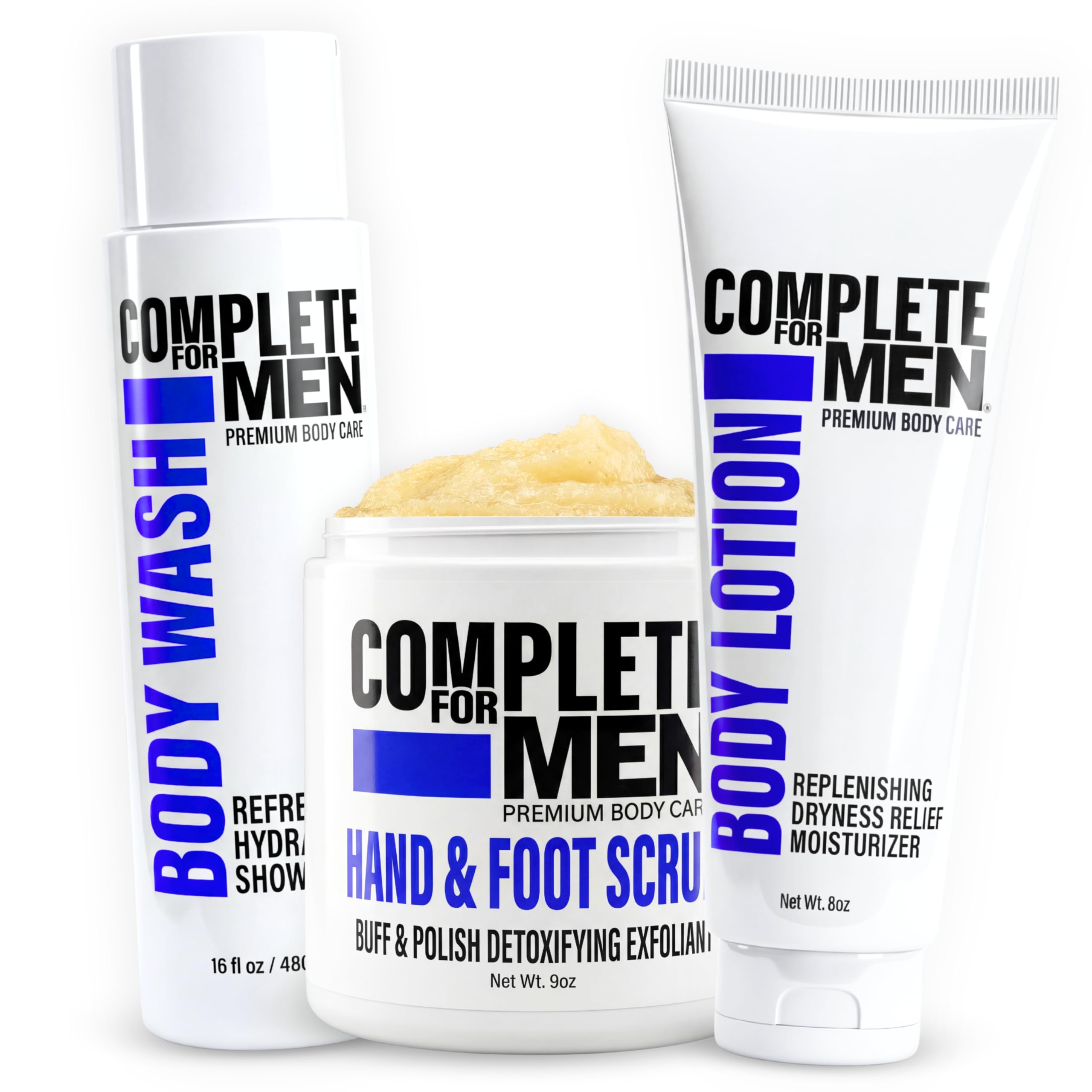 Body Hydration Trio Foot Exfoliator Sugar Scrub Hand Scrub - Mens Body Wash Shower Gel Exfoliating Skin Cleansers