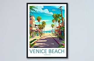 Generic Venice Beach Travel Print Wall Art Venice Beach Wall Hanging Home Décor Venice Beach Art Lovers California Art Venice Beach Unframed #622 16x24 Inches, white