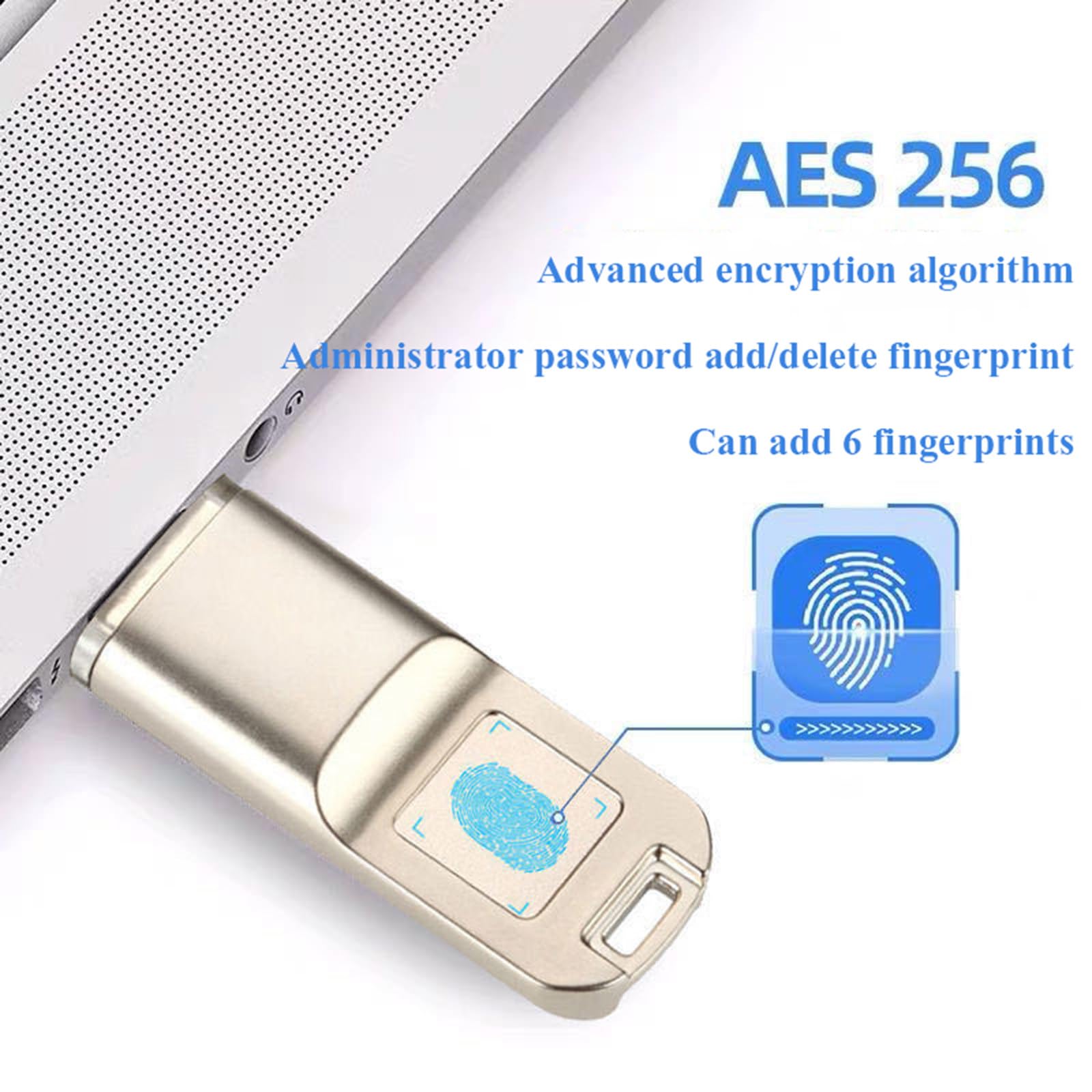 Chiavetta USB 3.0 per impronte digitali, chiavetta USB sicura con crittografia biometrica per disco intero da 32 GB per PC, per telefoni Android, laptop, A per amici e familiari,128GB