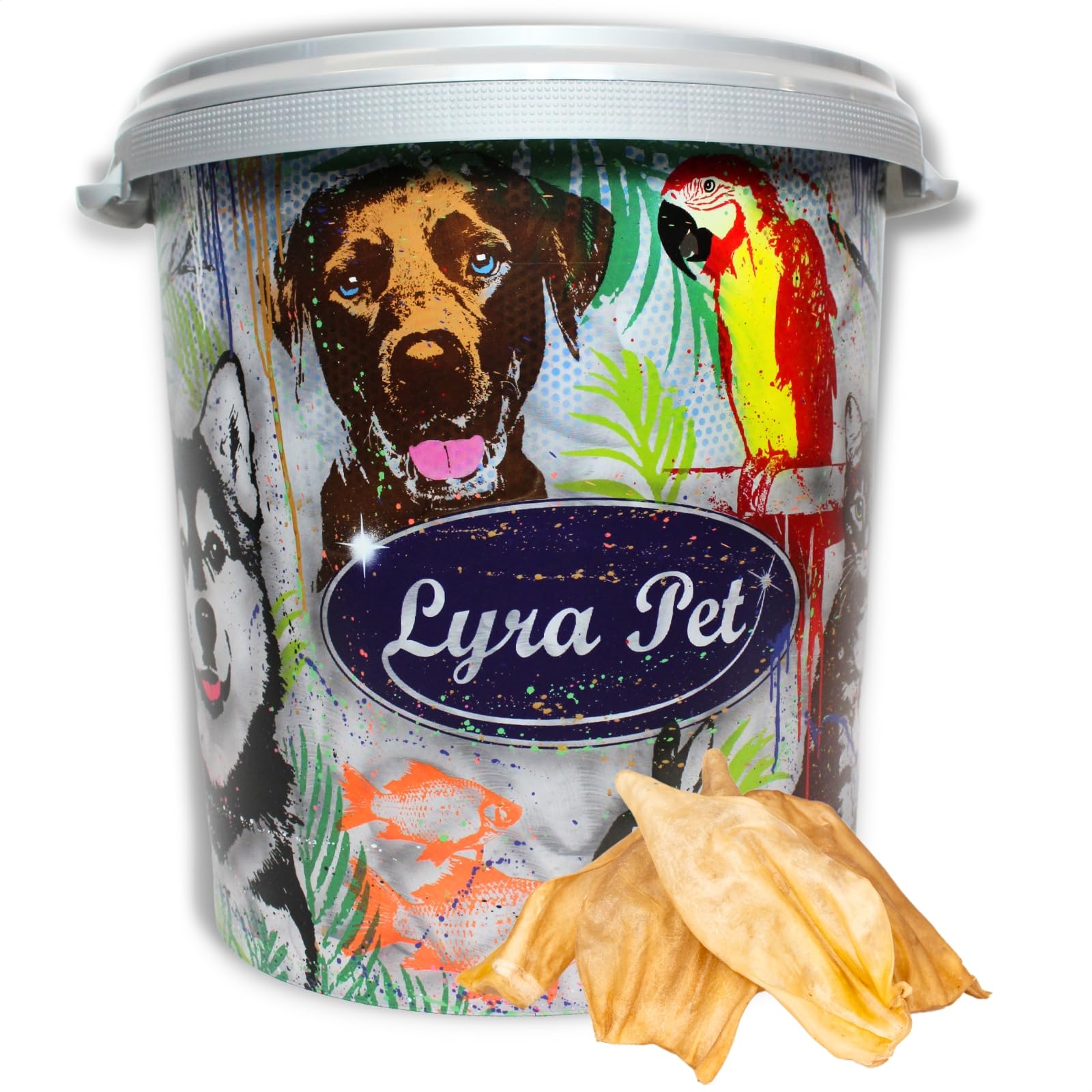Lyra Pet® 100 Rinderohren ca. 2 kg Hundeleckerli wie Schweineohren in 30 L Tonne
