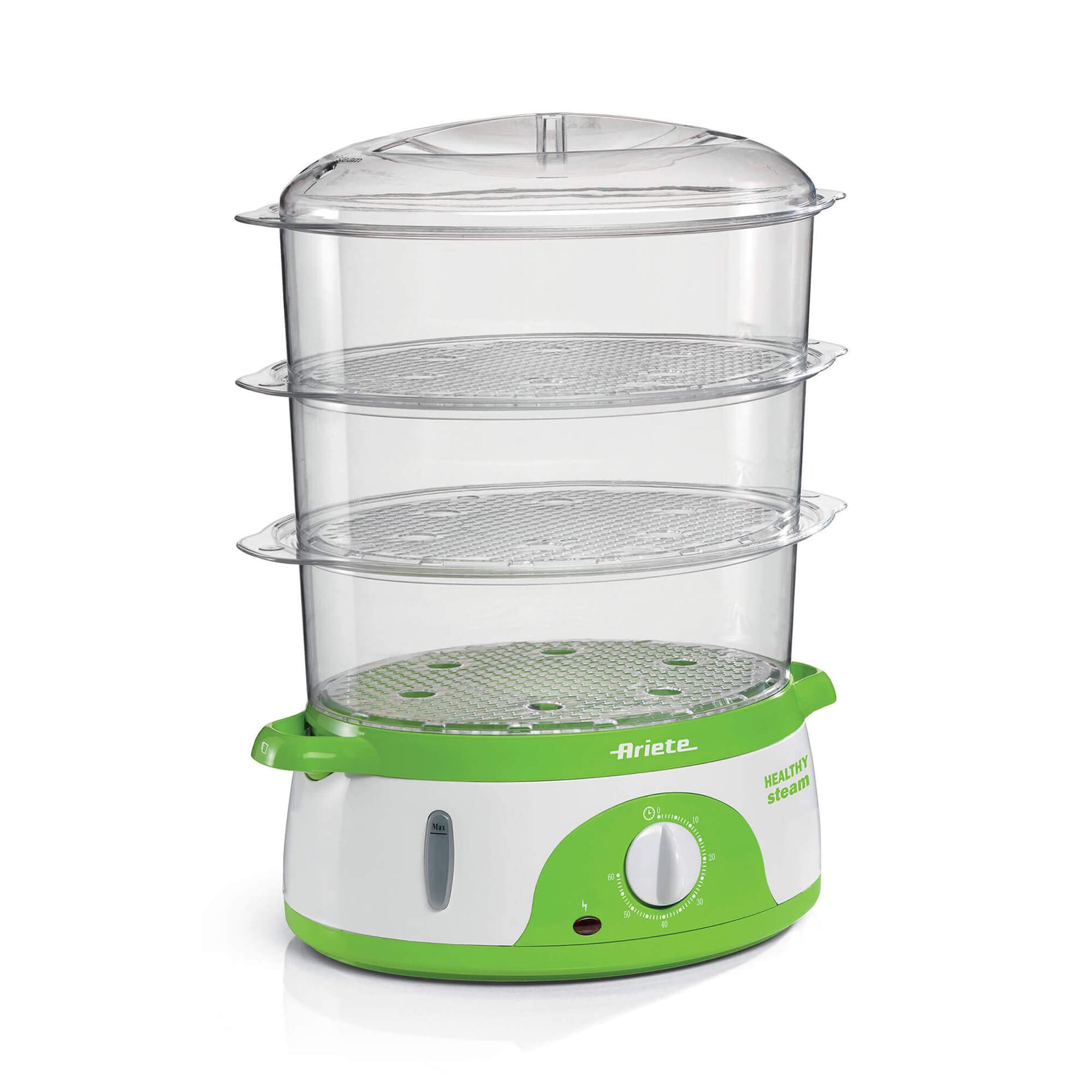 Ariete 911 Healthy Steam Elektrischer Dampfgarer 60 Min Timer 3 Körbe 9 Liter Weiß/Grün