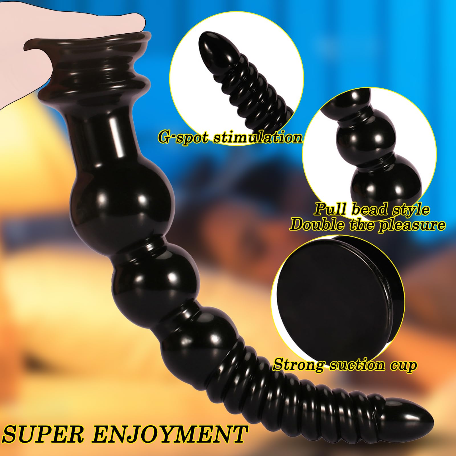 BDSMYOU Palline Anali Plug Anale Dildo Anale XXL Gigante,Sex Toys Plug Analesex Toy Buttplug,Dilatatore Ano per Donna Uomo,Toys Sessuali per Coppie (Nero)