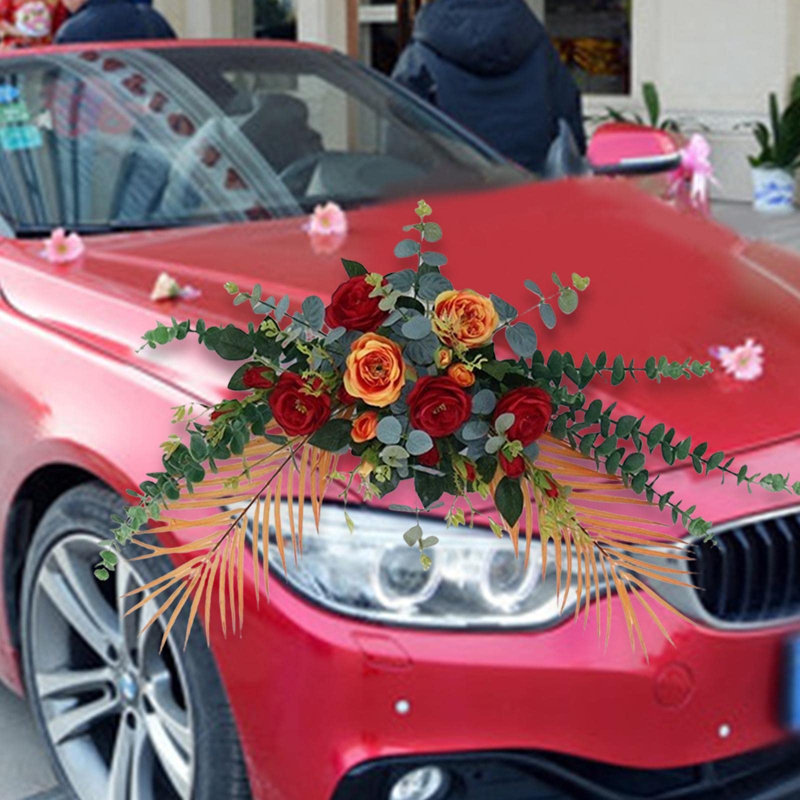 Kunstblumen Rückwand Dekoration Hängende Blütenarrangements Requisiten Handgefertigt Aus Seidenmaterial für Hochzeiten Feiern Fotohintergru, Rot