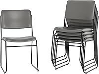 Flash Furniture Hercules Series Gray Vinyl Stacking Chairs Set of 5 - Padded High Density Seats for Offices, Waiting Rooms & Lobbies
