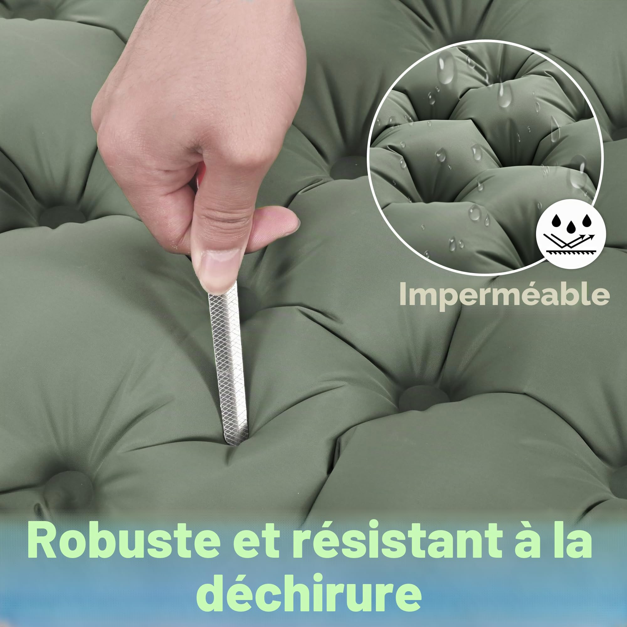 ROPODA Matelas gonflable de camping , tapis de sol ultraléger avec oreiller et pompe à pied intégrée, matelas étanche avec sac de transport pour randonnée, trekking, 196 x 69 x 10 cm(Gris)