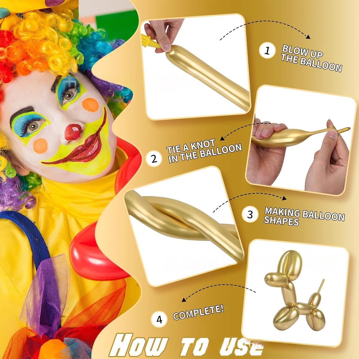 50Pcs 260 Balloons Metallic Gold Long Balloons for animals, for Birthday, Wedding, Engagement, Anniversary, Christmas, Festival Party Decoration, Gold Skinny Latex Twisting Balloon - Image 6