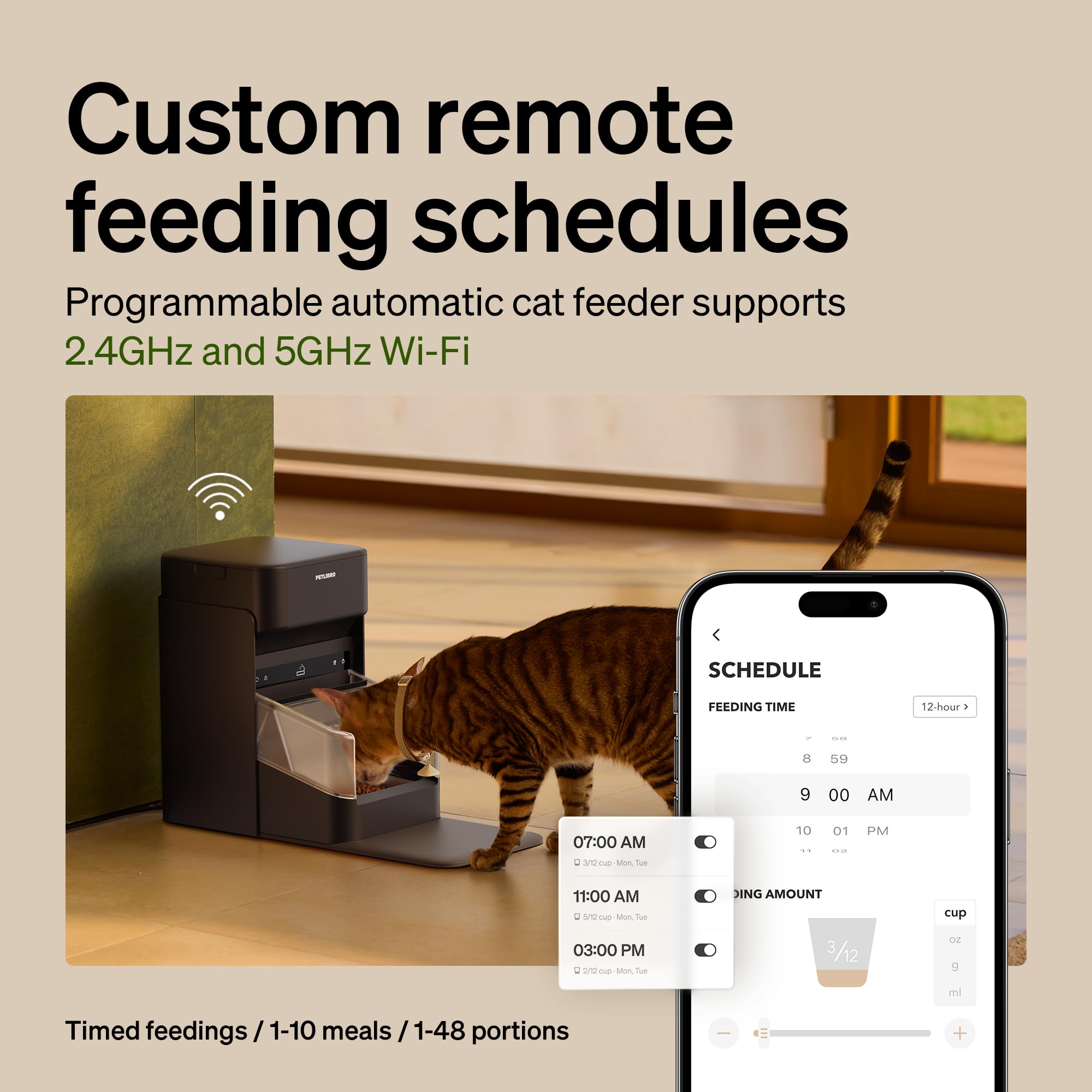PETLIBRO Alimentadores RFID para Gatos para 2 Gatos, Sensor de Collar para Comidas Personalizadas, reconocimiento de Gatos, Seguimiento de Dieta y antirrobo para hogares multimascotas y Diferentes