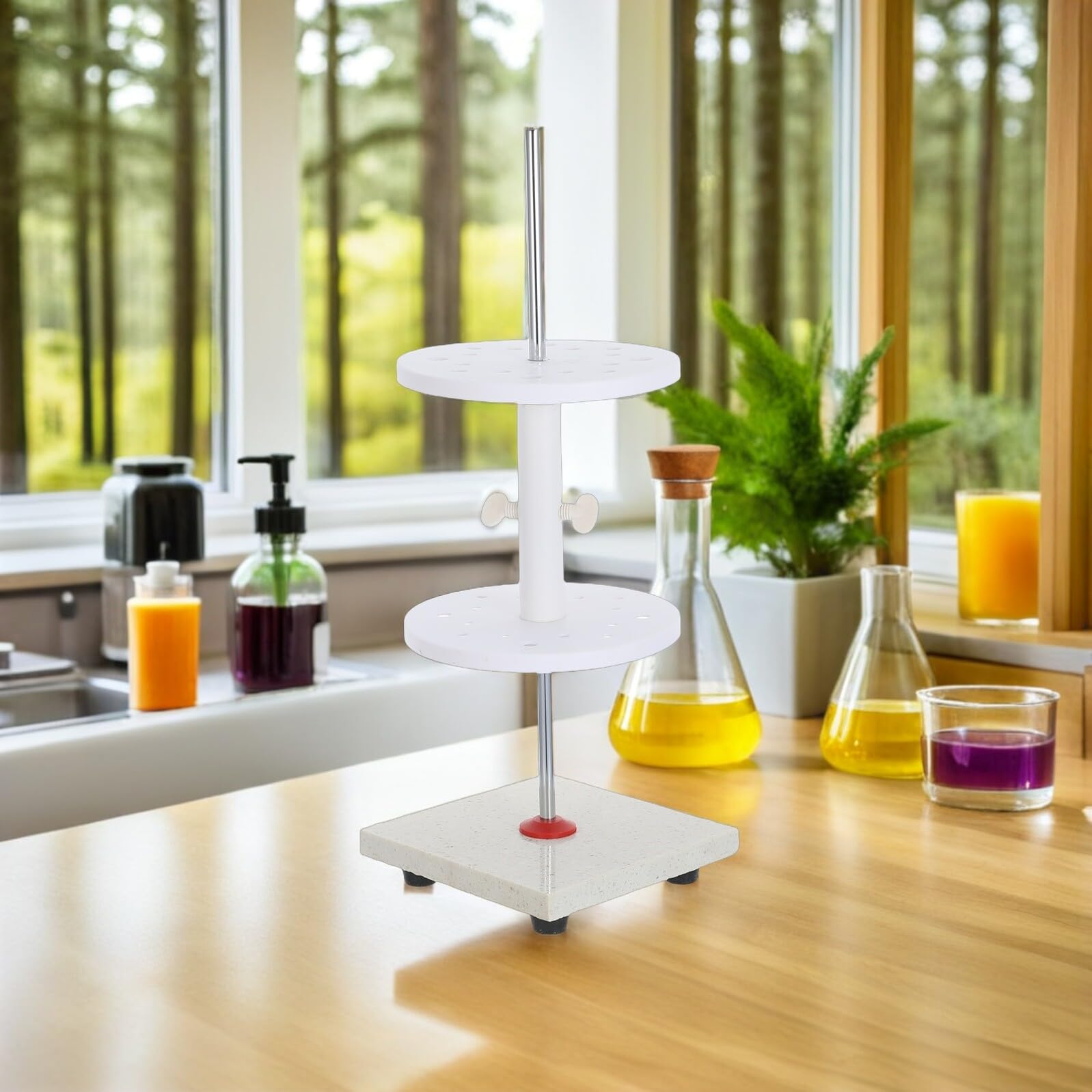 NUOBESTY Soporte y 16 Orificios Pipetas Mármol Blanco de a para Giratorios, Organizador Resistente Avanzado Químicos para Científicos