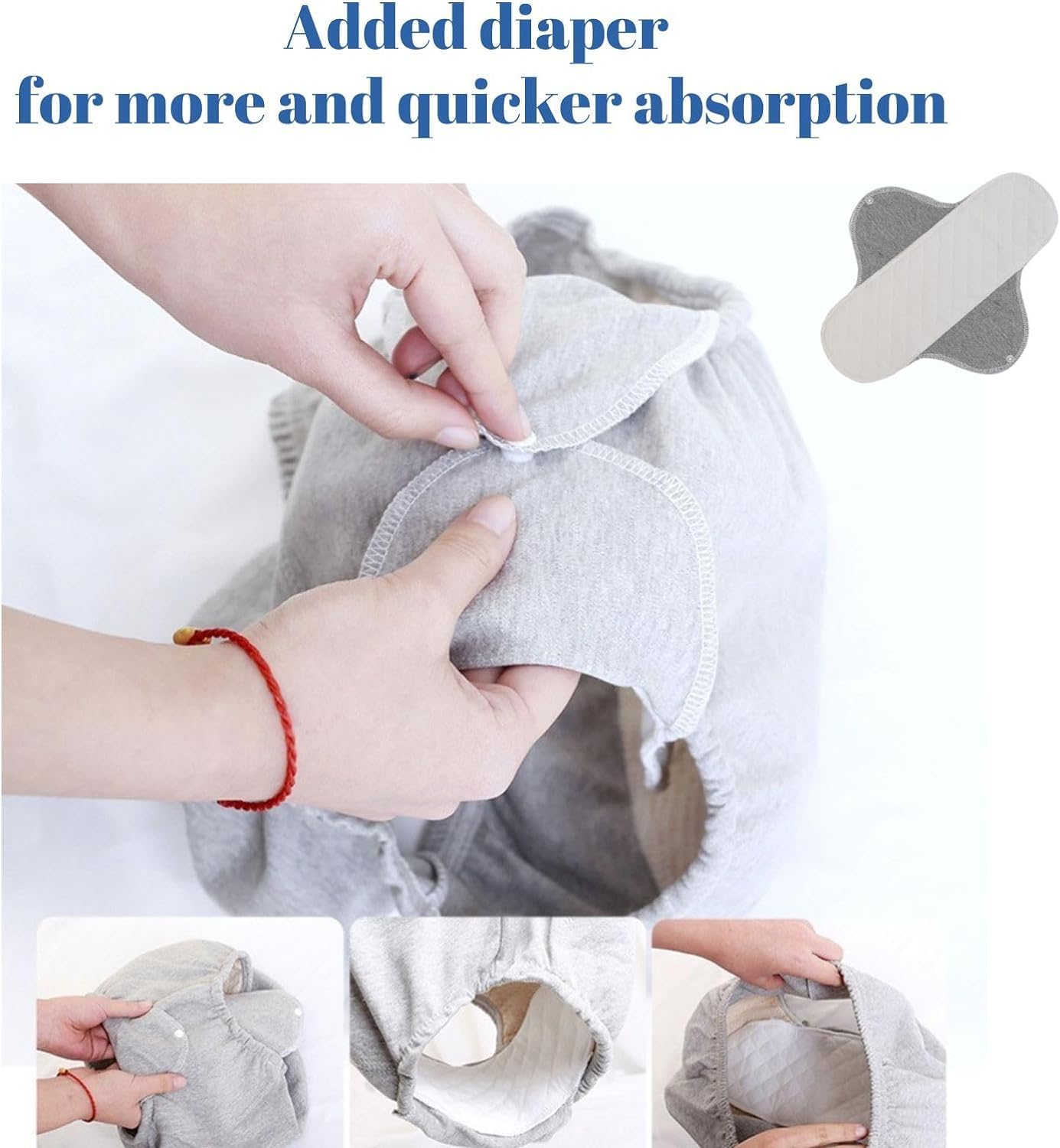 Paquete De 2 Ropa Interior para Incontinencia A Prueba De Fugas Bragas Reutilizables para Adultos Pañal De Tela con Inserciones para Ancianos Hombres Y Mujeres (Color : Blue, Size : L)