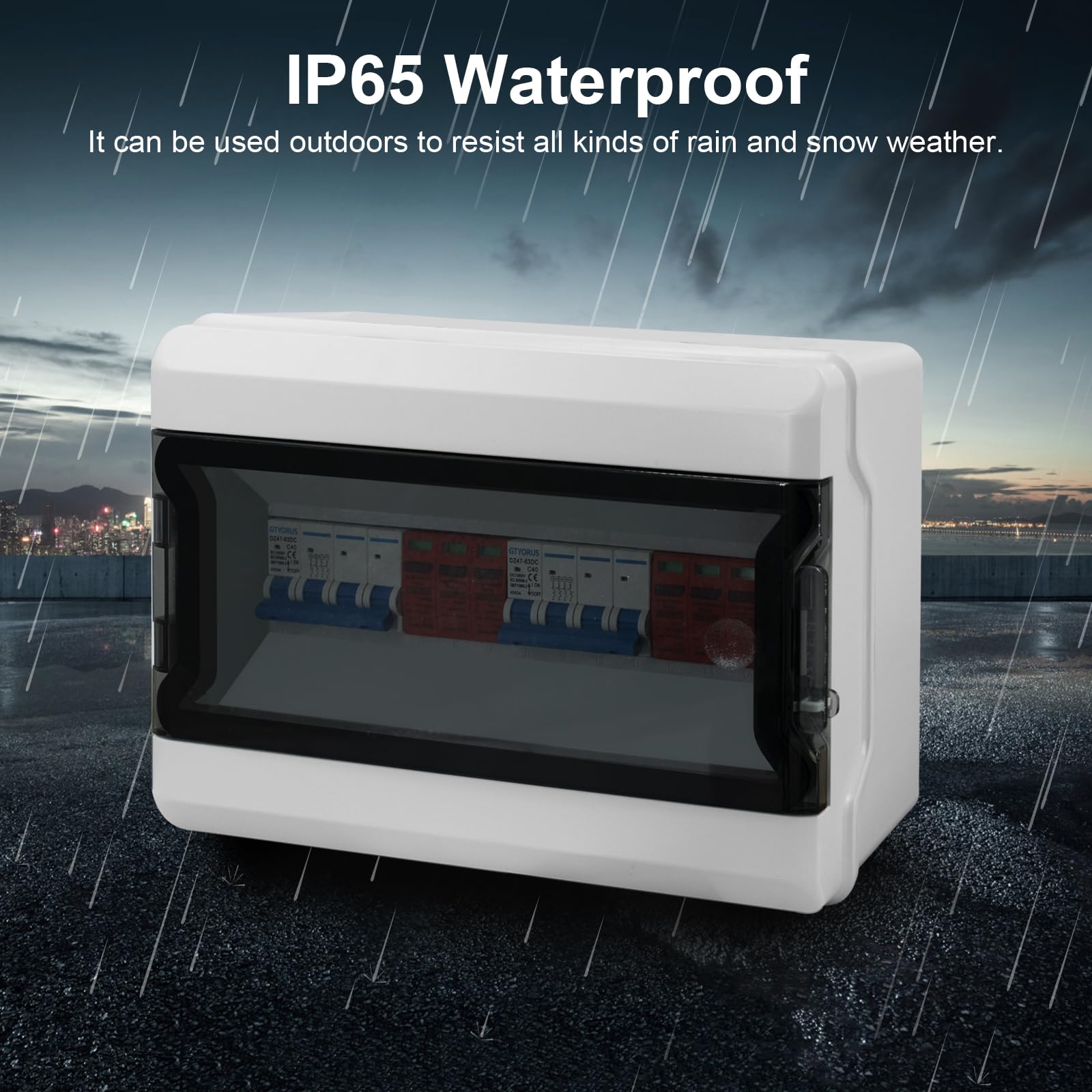 Caja de Conexiones Solar Fotovoltaica, IP65 Fotovoltaica DC Protección Contra Sobretensiones, Interruptor Automático Fotovoltaico 2 Cadena DC 1000V con Enchufe Solar(2 en 2 fuera, 40A)