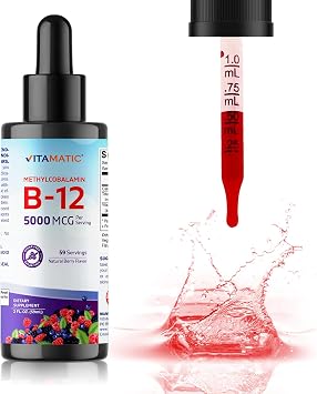 Vitamatic Fast-Acting Liquid Vitamin B12 5000 mcg, 2 fl oz - 2 Pack