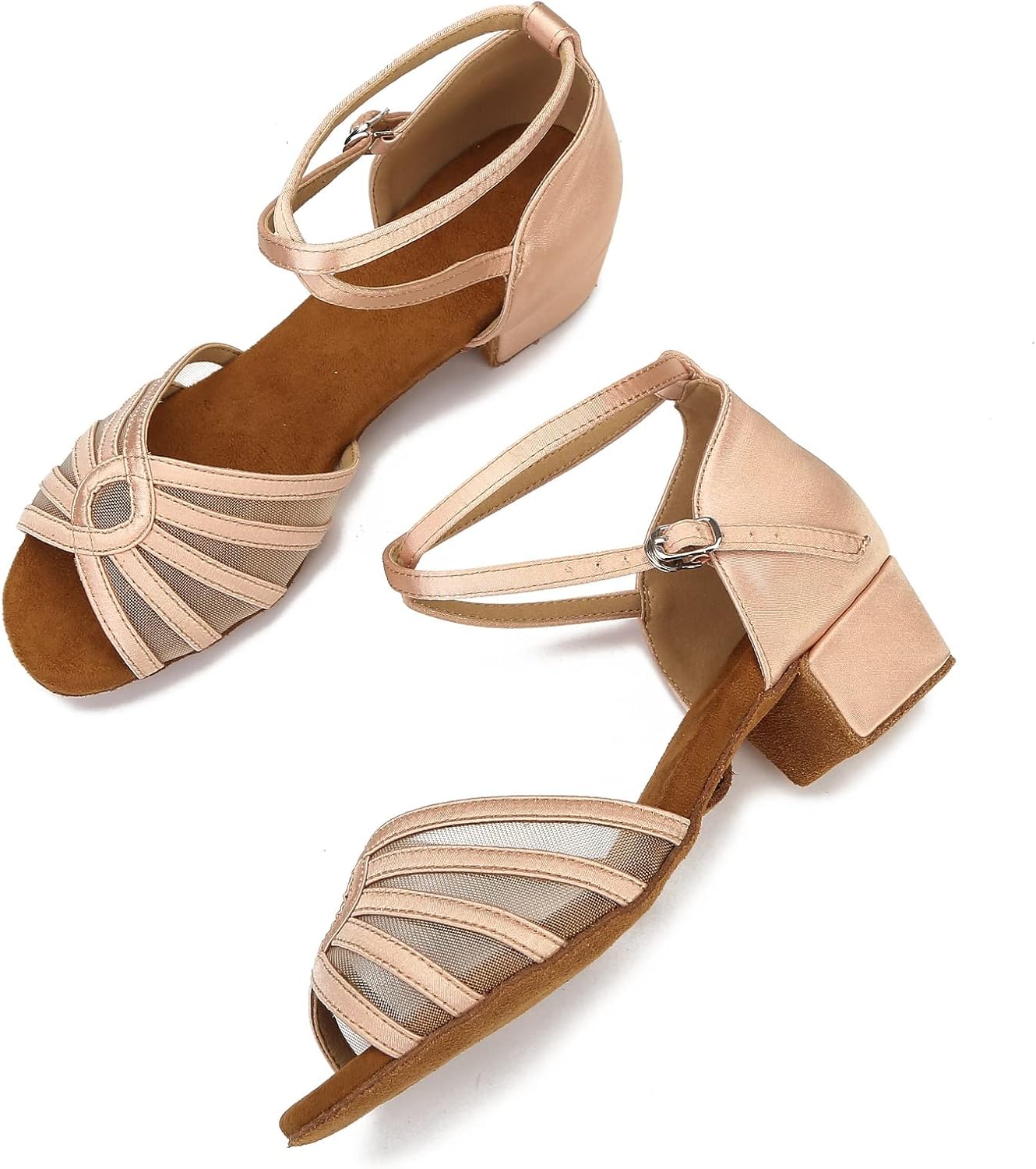 Low Heel Womens Ballroom Latin Salsa Dance Shoes for Social Beginner Practice Dancing Sandals 1.5" Heel LX02