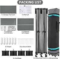 Vista 6 de COBIZI - Carpa emergente plegable de 10x20 pies con 6 paredes laterales, carpa resistente UPF 50+ para todas las estaciones, resistente al viento