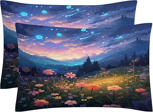 Miniatura 2 de Juego de funda de edredón de microfibra cepillada ultrasuave y no necesita planchado, tamaño individual, juego de ropa de cama de fantasía vegetal