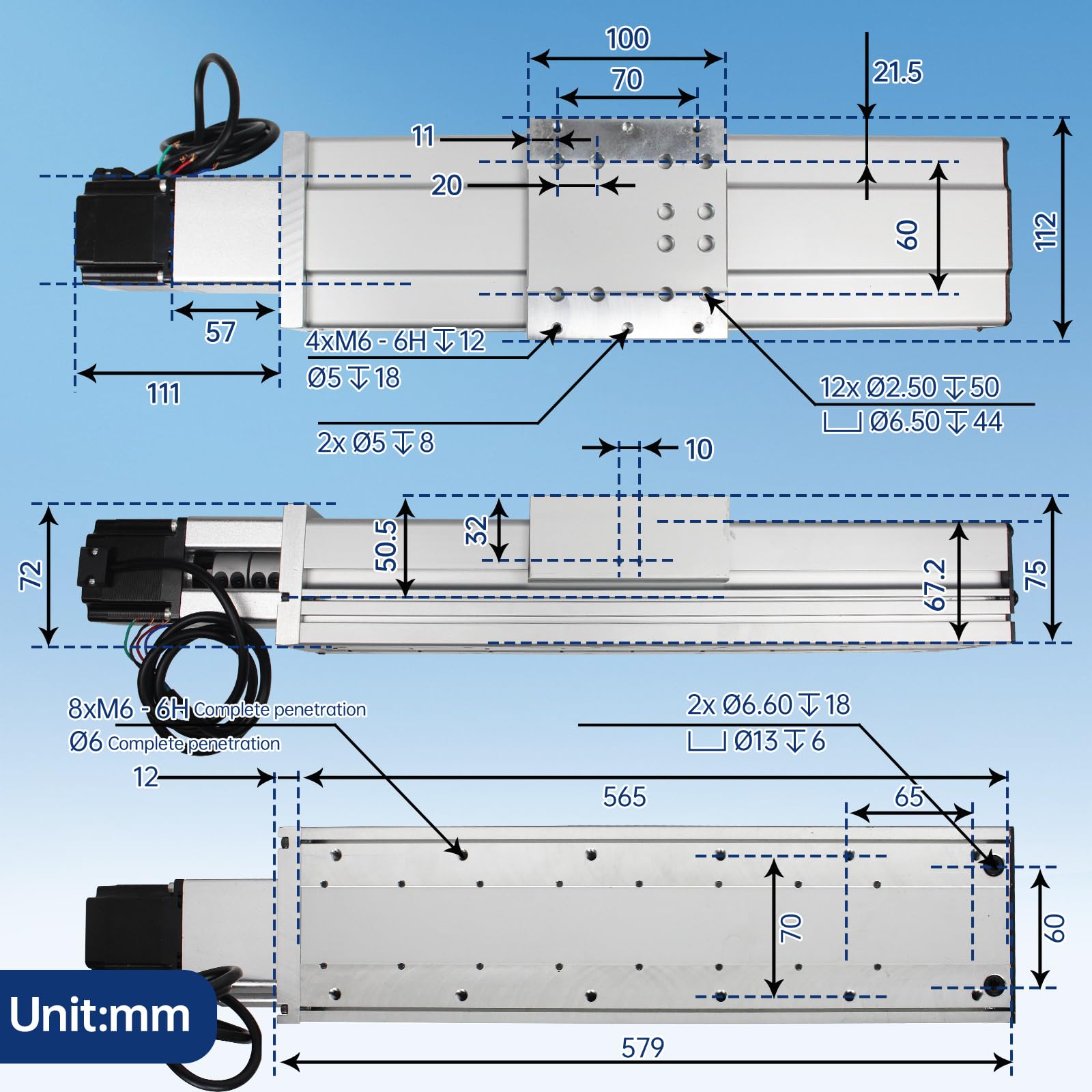 RATTMMOTOR FBX100-400 mm Kit d'actionneur linéaire CNC lourd en alliage d'aluminium entièrement fermé Actionneur de scène de mouvement linéaire double rail coulissant linéaire axe X Y Z Table
