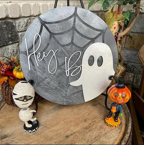 Miniatura 5 de Plantillas de Halloween para pintar de 12 pulgadas, gran plantilla reutilizable de Halloween para colgar puertas, plantillas redondas de fantasmas