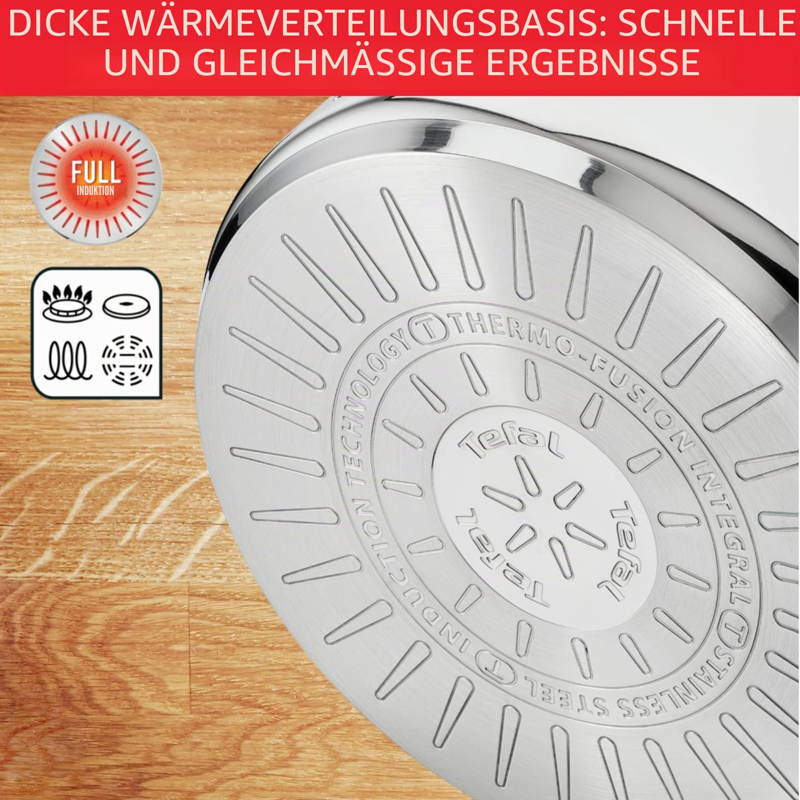 Tefal Intuition XL Kochtopf 36 cm / 17,5 l, Induktion, Edelstahl 18/10, 5 Jahre Garantie, robuste genietete Griffe, Glasdeckel B8647504