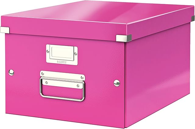 Leitz, Pudło do Przechowywania Leitz Click & Store, Średniej Wielkości, A4, Kolekcja WOW, Kolor Różowy, 60440023