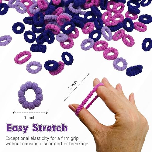 Miniatura 2 de Paquete de 100 bandas elásticas multicolor para el cabello grueso para el cabello de bebé y niña, bandas elásticas para el cabello antideslizantes y