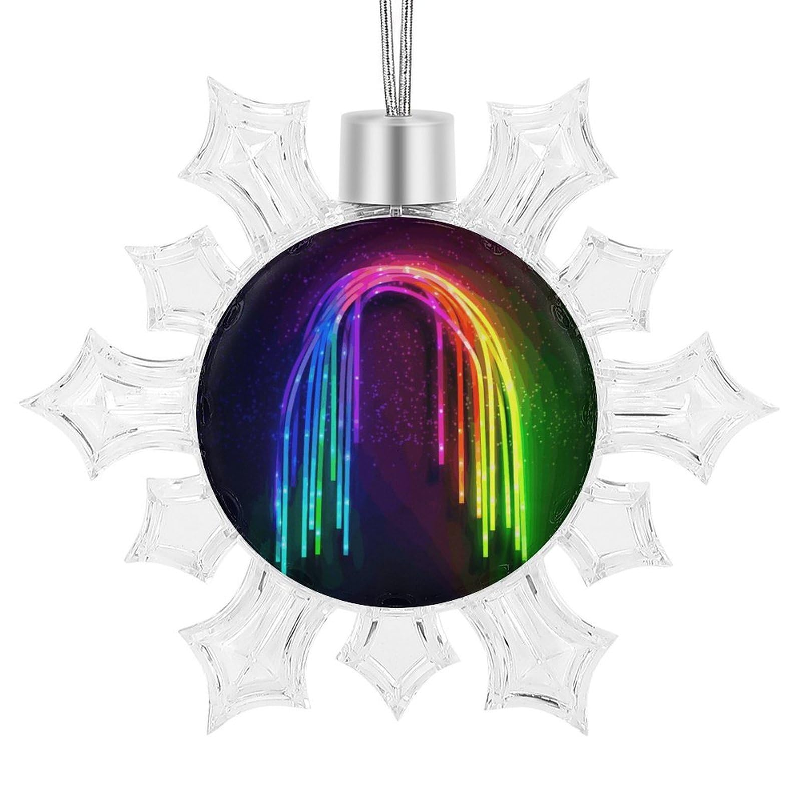 Rainbow Neon Snowflake Ornaments Cute Snowflake Pendant Exquisite Christmas Tree Ornaments for Christmas Weddings New Year Birthday Holiday Celebration