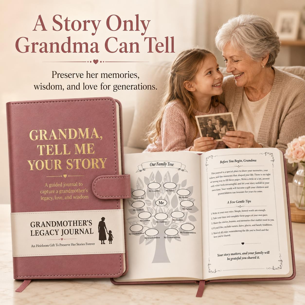 Grandma Tell Me Your Life Story Journal, A Guided Keepsake Memory Book image 2