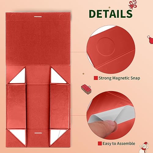 Miniatura 5 de GIFTHOPE Cajas de regalo de Navidad de alta calidad con tapas, cajas de Navidad decorativas para regalos, 12.6 x 7.9 x 4.4 pulgadas, caja de regalo