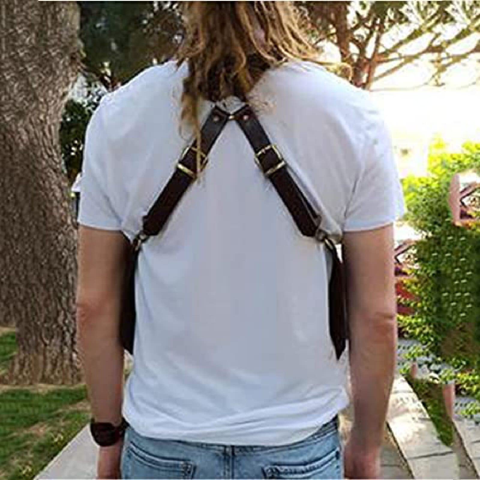 Antifurto nascosto sotto le braccia, cinghia portafoglio, tasca per telefono, tracolla in PU, borsa a tracolla in pelle, borsa per il tempo libero, doppia tracolla, pochette, marrone scuro, Refer to