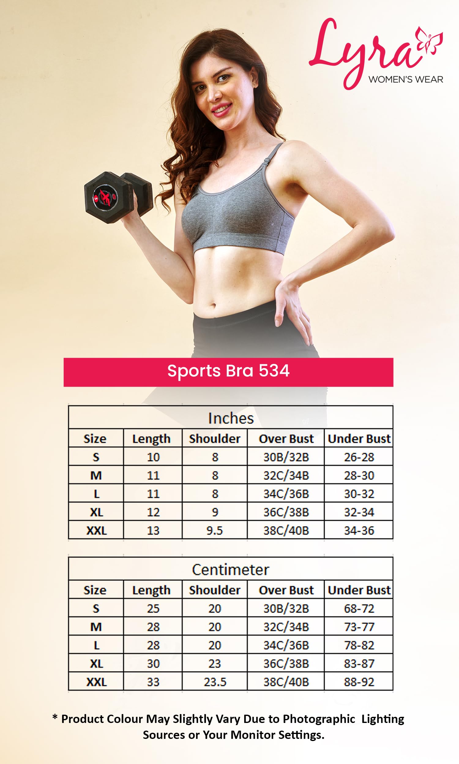 Lyra Damen Sport-BH aus Baumwolle mit herausnehmbaren Plätzchen, bügelfrei, abnehmbare Pads, bequeme und atmungsaktive Sportbekleidung für Yoga, Fitnessstudio und den täglichen Gebrauch