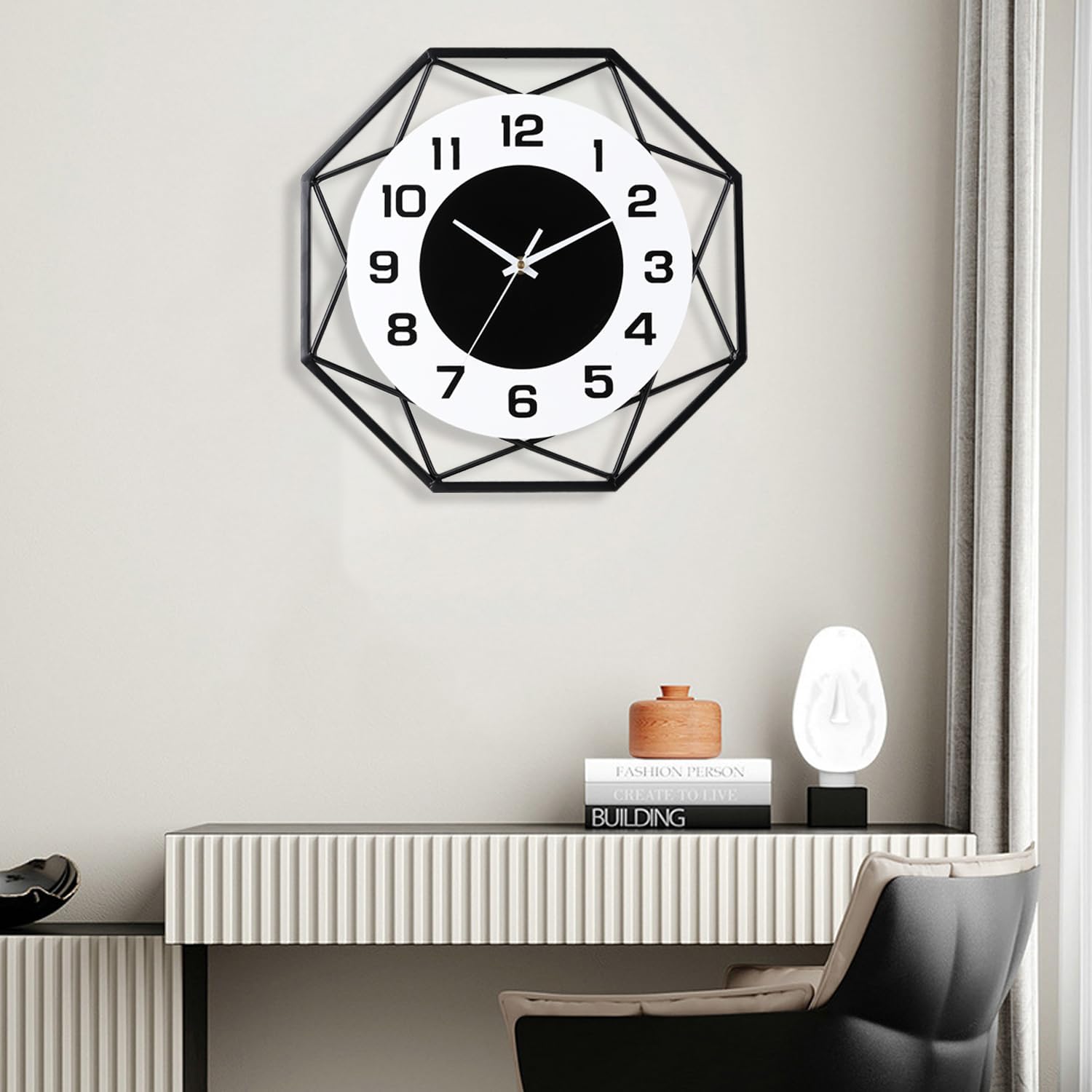 Dankeit 13-Inch Decorative Wall Clock - Silent Non-Ticking Quality Quartz, Battery Operated, Large for Living Room, Kitchen, Home, Bathroom, Bedroom Decor