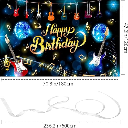 Miniatura 3 de Fondo de notas musicales para guitarra, feliz cumpleaños, con temática de karaoke, fondo de fotografía de cumpleaños Rock and Roll, decoración de